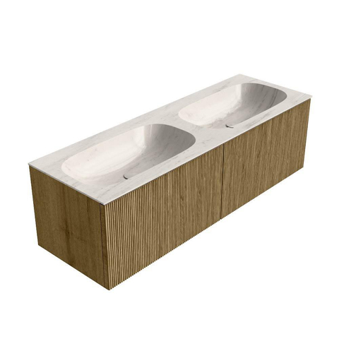 MONDIAZ KURVE-DLUX 140cm badmeubel kleur Dusk met 2 lades en 0 deuren. Wastafel STOR SMALL Dubbel zonder kraangat Meli. SW1431920