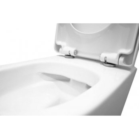 Wiesbaden Vesta wandcloset rimless met Vesta toiletzitting softclose en quick release glans wit SHOWROOMMODEL SHOW26674