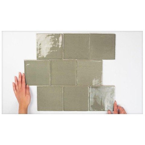 ÉCHANTILLON Ceralto Nordico Line Carreau mural 13x13cm 8.5mm pâte blanche Verde SW914459