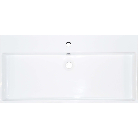 INK Unit Lavabo 100x40x10cm porcelaine avec 1 trou de robinet avec bonde en même matériel Blanc SB0204051