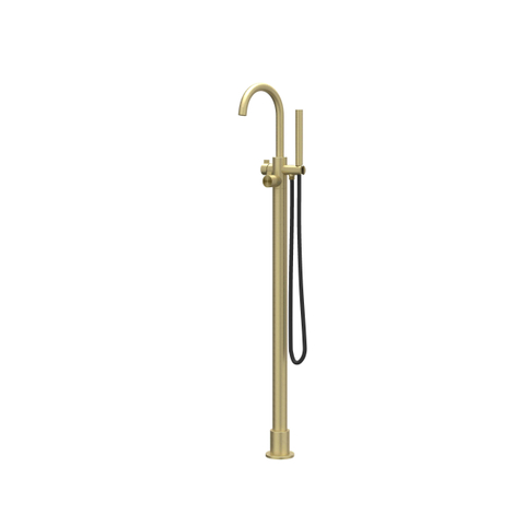 IVY Tribe Mitigeur de baignoire autoportant - bec pivotant - 150cm - flexible de douche - douchette barre - RVS316 - or mat brossé PVD SW1031198