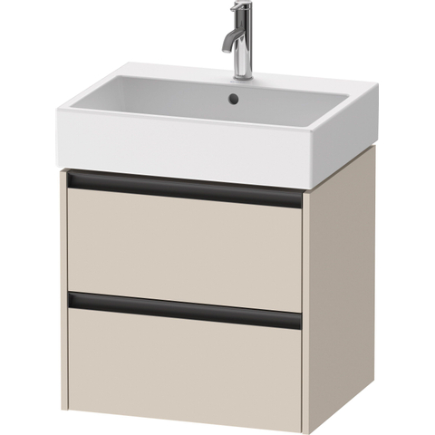 Duravit Ketho.2 Wastafelonderbouwkast - met 2 laden - 58.4x46x54.9cm - met grepen antraciet - taupe supermat SW772539