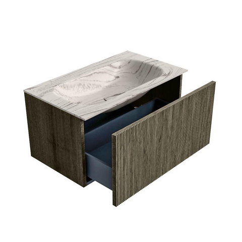 MONDIAZ KURVE-DLUX Meuble de salle de bains 80 cm couleur Shadow avec 1 tiroir et 0 portes. Lavabo BIG SMALL Centre 1 trou de robinet Nata. SW1432265
