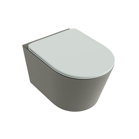 Mondiaz LAVIE hangtoilet – spoelrandloos – 36 x 53 cm – met softclose zitting – Smoke (lichtbruin), zitting Greey (lichtgroen/grijs) SW1208628