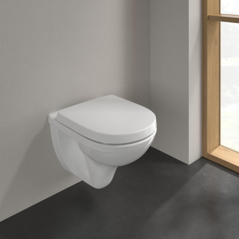Villeroy & Boch O.novo pack combiné avec WC suspendu à fond creux Compact 49cm avec abattant avec softclose et quick release céramique+ blanc 0124081