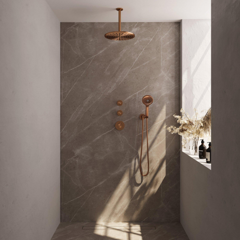 BRAUER Copper Edition inbouw regendoucheset – Ø30 cm hoofddouche – 20 cm plafondbuis – ronde handdouche – vaste douchehouder SW374494