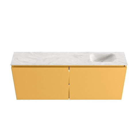 MONDIAZ TURE-DLUX meuble de toilettes 120 cm Ocher. EDEN lavabo Ostra position à droite. Sans trou de robinet. SW1104931