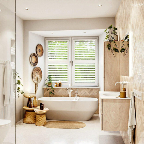 MONDIAZ VICA Ensemble meuble de salle de bains - 100cm - meuble bas contreplaqué - 2 tiroirs - lavabo moon central - 1 trou de robinet - version hauteur 60cm - talc SW1080683