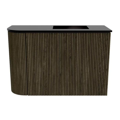 Mondiaz JOYA 61.6cm meuble de salle de bains - arrondi gauche couleur Shadow - Vasque FAYE position Droite Sans trou de robinet couleur Urban SW1421509