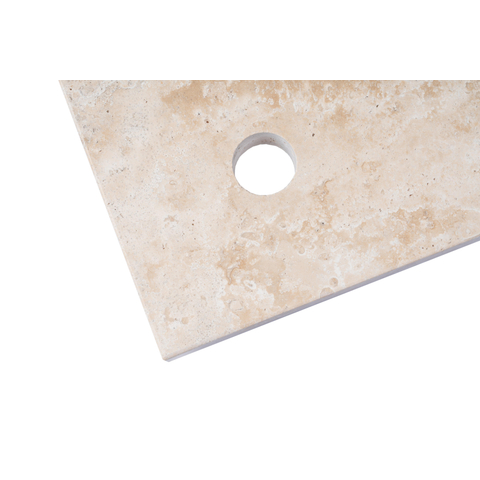 Saniclass Travertine plan sous vasque - 60x46cm - 1 trou de robinet - 1 découpe pour le siphon - pierre naturelle marbrée SW1242426