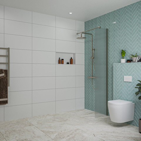 Fortifura Galeria Douche à l'italienne - 40x200cm - verre nervuré - Gunmetal brossé SW877053
