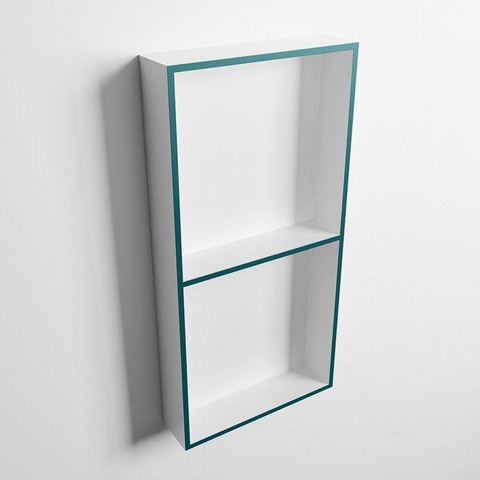 Mondiaz Easy nis 29.5x59.5x8cm voor Inbouw/opbouw 2 open vakken Solid surface Talc/Smag SW643764