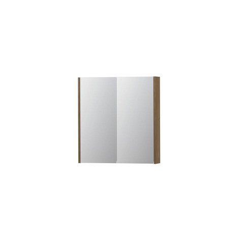 INK SPK2 Spiegelkast - 70x14x74cm - 2 deuren - dubbelzijdige Spiegel - schakelaar en stopcontact - MDF Fineer Ash grey SW439877