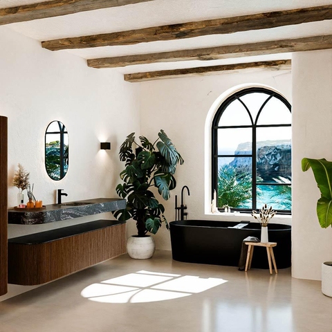 MONDIAZ THOR-DLUX 200cm badmeubel ronding links + rechts kleur Walnut met 2 lades en 2 deuren. Vrijhangende wastafel CLOUD Midden 1 kraangat kleur Lava. SW1466989