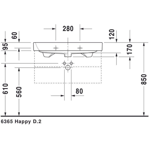 Duravit Happy D.2 Meubelwastafel - 80x50.5cm - met 1 kraangat - met overloop - wit SW54304