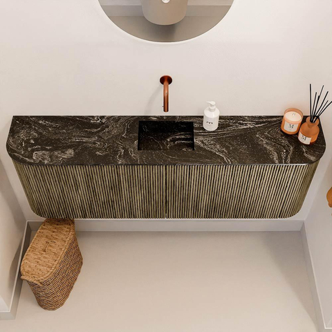 Mondiaz JOYA-DLUX 123.2cm toiletmeubel - ronding links en rechts kleur Dusk - Wastafel FAYE positie Midden Zonder kraangat kleur Lava. SW1423289