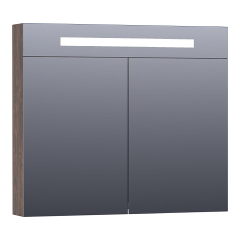BRAUER Promise Deluxe armoire de toilette - 80x70x15cm - avec éclairage direct - 2 portes miroir double face - Grove SW371734
