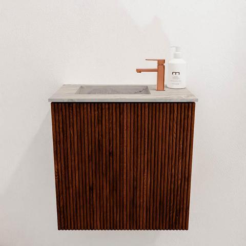 Mondiaz JOYA-DLUX 40cm toiletmeubel - kleur Ruby - Wastafel FAYE positie Links 1 kraangat kleur Glace. SW1423541