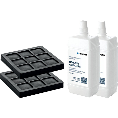 Geberit AquaClean Set de deux filtres de carbone et 2 produits de nettoyant bras de douche v 8000/8000 plus 0730337