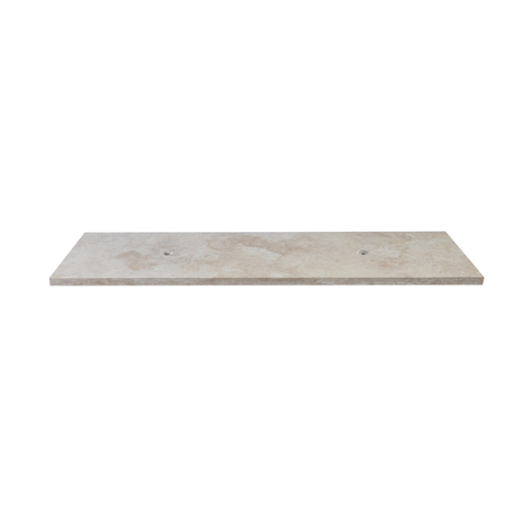 Saniclass Travertine plan sous vasque - 140x46cm - sans trous de robinet - 2 découpes pour siphon - pierre naturelle marbrée SW1242433