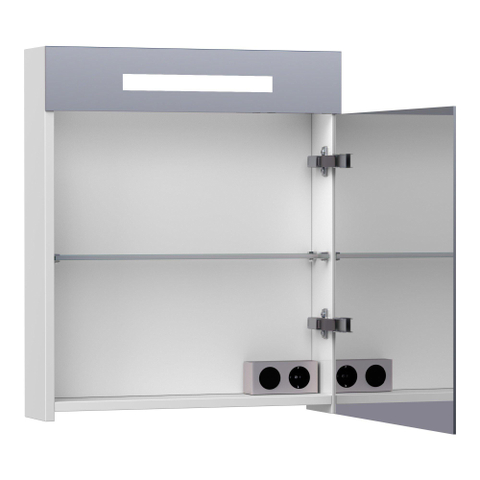 BRAUER Promise Deluxe spiegelkast – 99x70x15 cm – directe LED – 2 deuren, dubbelzijdige spiegeldeuren – Wit mat SW84353