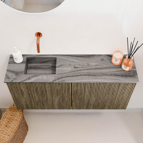 Mondiaz JOYA-DLUX 90cm toiletmeubel - kleur Dusk - Wastafel FAYE positie Links Zonder kraangat kleur Sombra. SW1426145