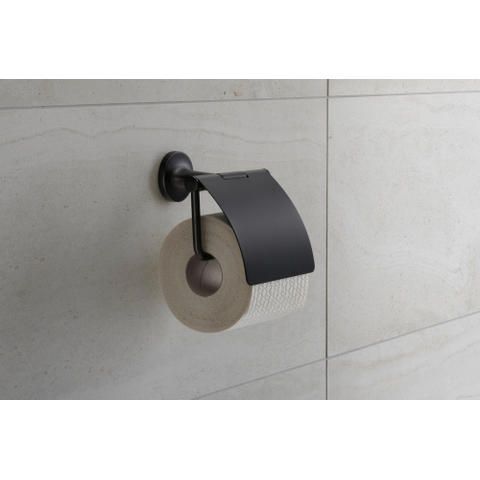 Duravit Starck T Toiletrolhouder - met klep - mat zwart SW297081