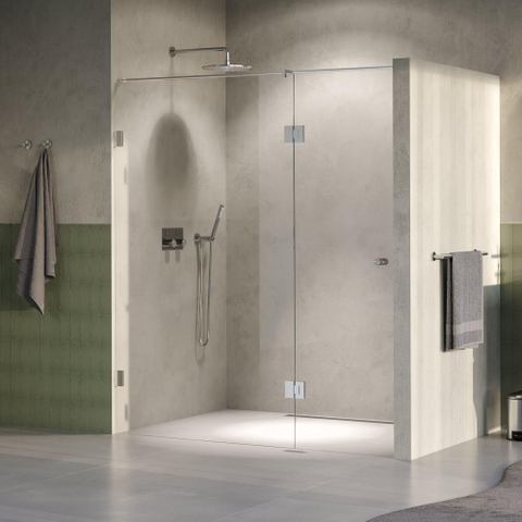 BRAUER Void Carving Porte de niche - 2 pièces - 170x200cm - Porte battante en verre 70cm - revêtement verre - réversible - verre clair - Inox brossé PVD SW1418263