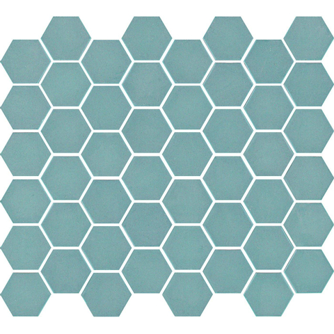 The Mosaic Factory Valencia mozaïektegel - 27.6x32.9cm - wand en vloertegel - Zeshoek/Hexagon - Gerecycled glas Turquoise Mat SW382570