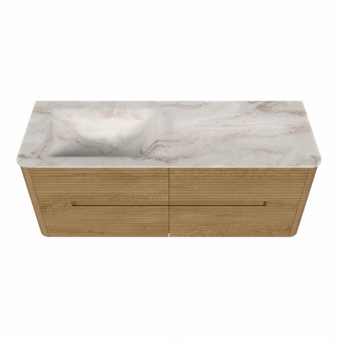 Mondiaz CIRO-DLUX Badkamermeubelset - 130x45x50cm - Solid surface wastafel Frappe - 1 wasbak Links - 1 kraangat - 4 lades - Oak SW1530857