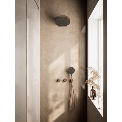 Hotbath Ace Regendoucheset - inbouwkraan - thermostatisch - 30cm hoofddouche - handdouche - PVD - geborsteld koper SW1437745