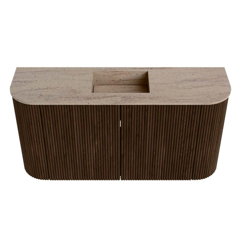 Mondiaz JOYA-DLUX 83.2cm meuble de toilette - arrondis gauche et droite couleur Noyer - Lavabo FAYE position Milieu 1 trou de robinet couleur Saba. SW1424695