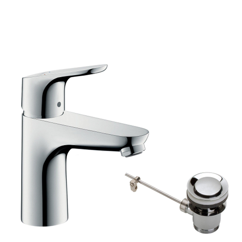 Hansgrohe Focus E2 wastafelkraan - inclusief ComfortZone - 100 met waste - hoogglans chroom 0605543