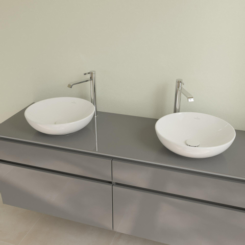 Villeroy & Boch Loop & Friends opzetwastafel - 42cm rond - zonder overloop - White Alpine (glans wit) SW644075
