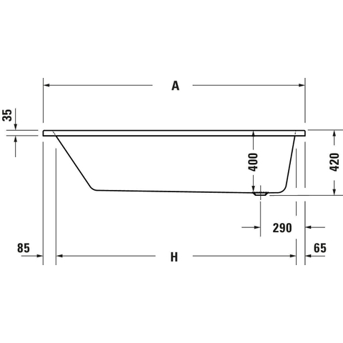 Duravit No.1 Inbouwbad - 180x80cm acryl - glans wit SW723728