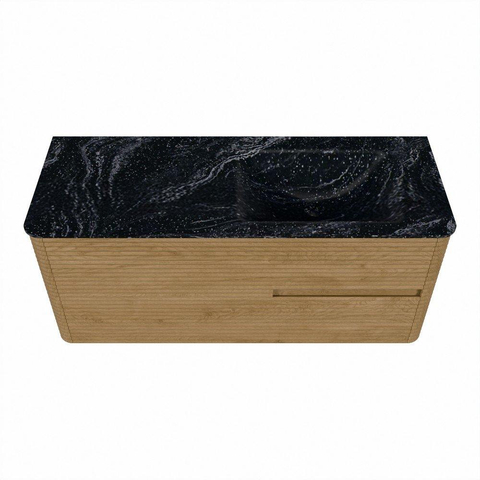 Mondiaz CIRO-DLUX Badkamermeubelset - 120x45x50cm - Solid surface wastafel Lava - 1 wasbak Rechts - 1 kraangat - 2 lades - Oak SW1531085