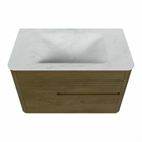 Mondiaz CIRO-DLUX Meuble de salle de bains - 80x45x50cm - Plan-vasque solid surface Opalo - 1 vasque au milieu - 1 trou de robinetterie - 2 tiroirs - Dusk SW1532935