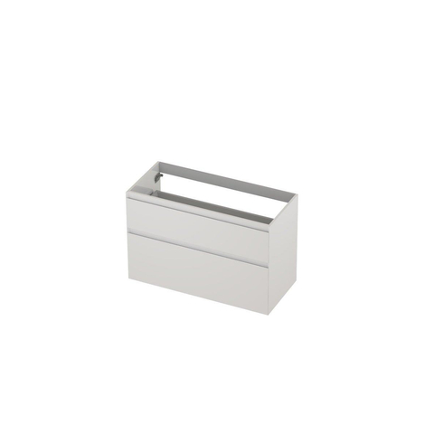 INK Wastafelonderkast - 100x45x65cm - 2 lades - greeploos - MDF lak - Hoogglans wit SW693279