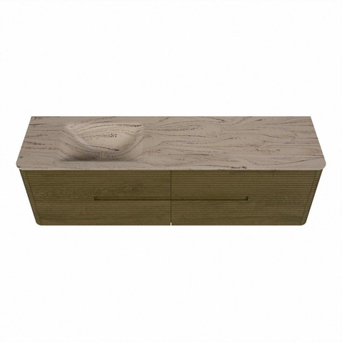 Mondiaz CIRO-DLUX Ensemble de meubles de salle de bains - 170x45x50cm - Plan vasque solid surface Arena - 1 bassin à gauche - 1 trou de robinet - 4 tiroirs - Dusk SW1533146