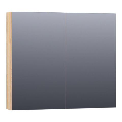 BRAUER Impress spiegelkast – 80x70x15 cm – 2 deuren, dubbelzijdige spiegeldeuren – Eiken grijs SW393075