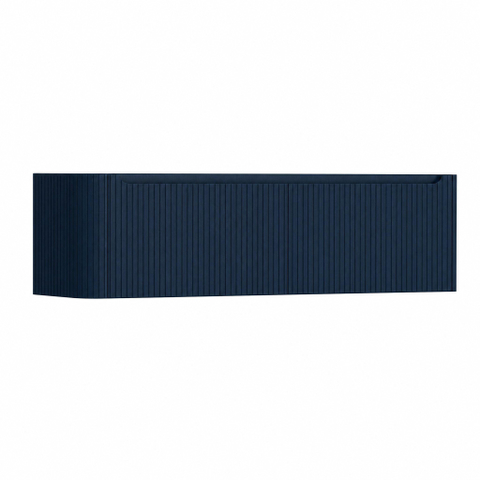 H&R Badmeubelen Juice Wastafelonderkast - 160x45x40cm - linkerhoek afgerond - 3D-front - 2 lades - geïntegreerde greep - blue oak SW1260327