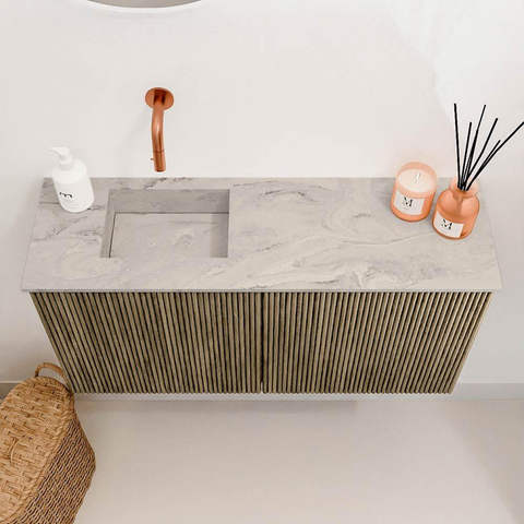 Mondiaz JOYA-DLUX 80cm toiletmeubel - kleur Dusk - Wastafel FAYE positie Links Zonder kraangat kleur Glace. SW1423153