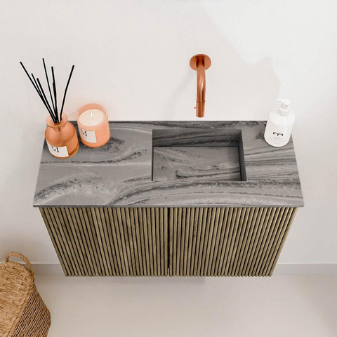 Mondiaz JOYA-DLUX 60cm toiletmeubel - kleur Dusk - Wastafel FAYE positie Rechts Zonder kraangat kleur Sombra. SW1426122