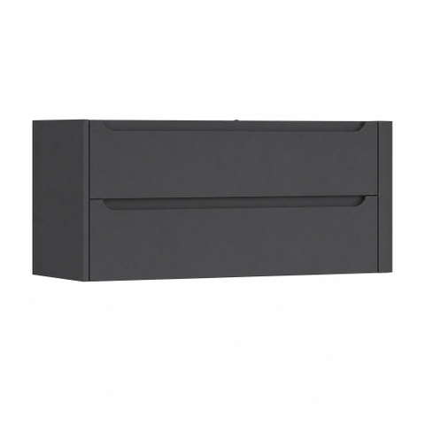 H&R Badmeubelen Juice Wastafelonderkast - 120x45x50cm - rechterhoek afgerond - 2 lades - geïntegreerde greep - antraciet mat SW1489637