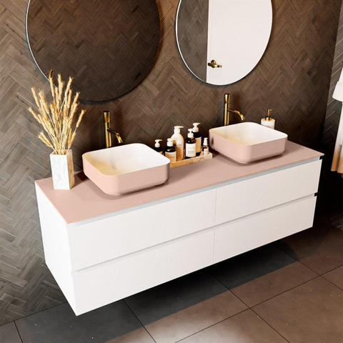 Mondiaz TOP 51 Topblad - 160x51x0.9cm - geschikt voor afdekplaat - Solid surface - Rosee SW1017217