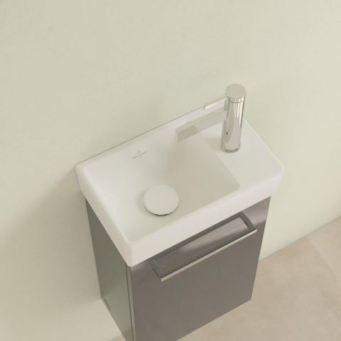 Villeroy & Boch Avento fontein - 1 kraangat rechts - zonder overloop - 36x22cm CeramicPlus - Stone White (mat wit) SW445852