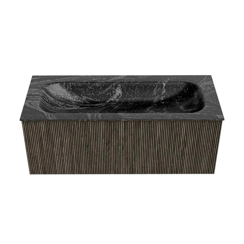Mondiaz KURVE-DLUX Badkamermeubelset - 110x46x40cm - 1 lade - wastafel solid surface - midden - 1 kraangat - Shadow SW1414660