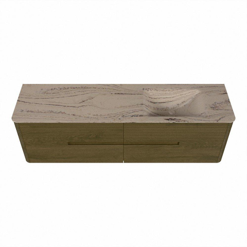 Mondiaz CIRO-DLUX Badkamermeubelset - 170x45x50cm - Solid surface wastafel Arena - 1 wasbak Rechts - 1 kraangat - 4 lades - Dusk SW1533079