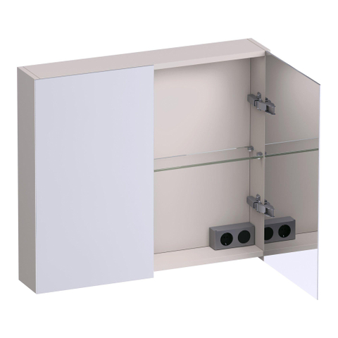 BRAUER Impress Deluxe armoire de toilette - 80x70x15cm - éclairage interne et externe - 2 portes miroir double face - sable mat SW1199070