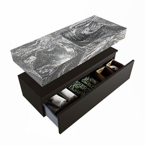MONDIAZ ALAN - DLUX Ensemble de meubles de salle de bains - 110cm - armoire sous-vasque - Urban - 1 tiroir - lavabo suspendu - vasque à droite - 1 trou de robinet - Lava SW808003